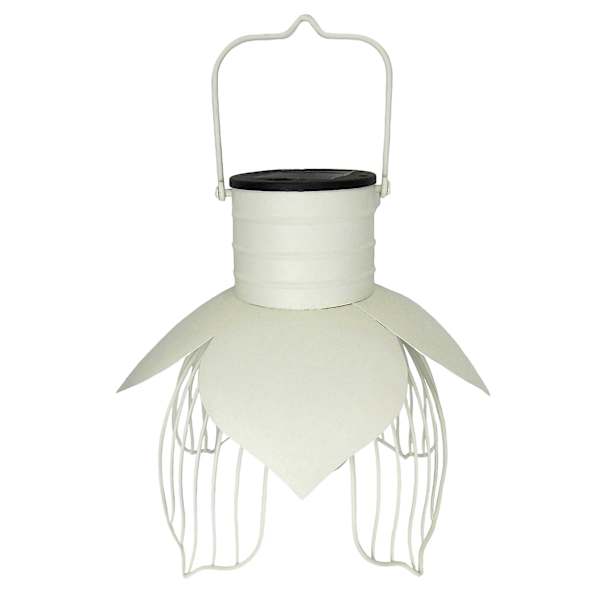 Honeybloom White Metal Flower Outdoor Solar Lantern, 9"