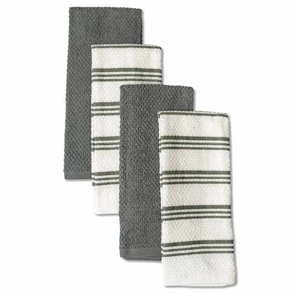 Set of 4 Grey Rockridge Terry Cotton Kitchen Towels