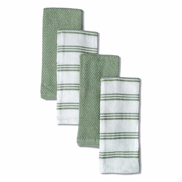 Set of 4 Green Rockridge Terry Cotton Kitchen Towels