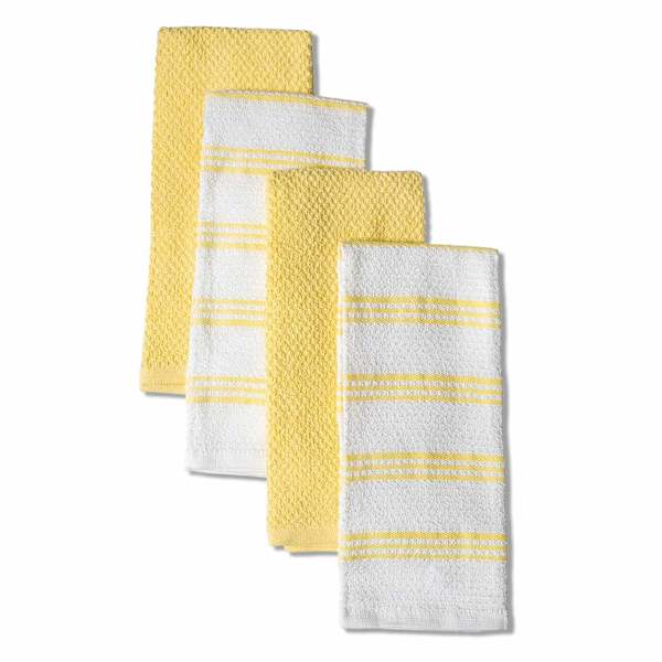 Set of 4 Yellow Rockridge Terry Cotton Kitchen Towels