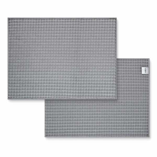 Set of 2 Grey Waffle Cotton Drying Mat