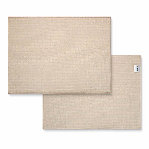 Set of 2 Taupe Waffle Cotton Drying Mat