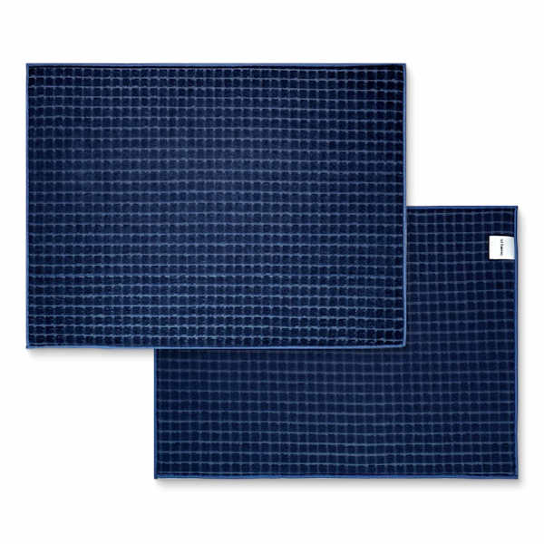 Set of 2 Blue Waffle Cotton Drying Mat