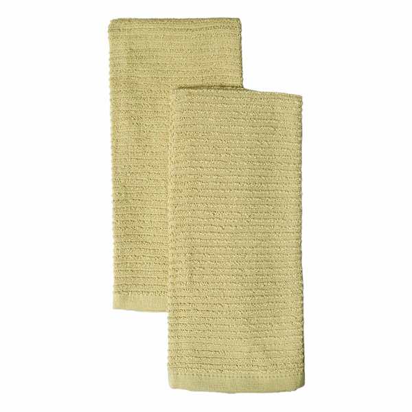 Set of 2 Taupe Wave Terry Cotton Kitchen Towels