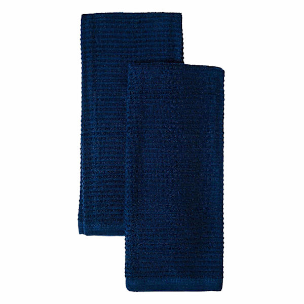 Set of 2 Blue Wave Terry Cotton Kitchen Towels