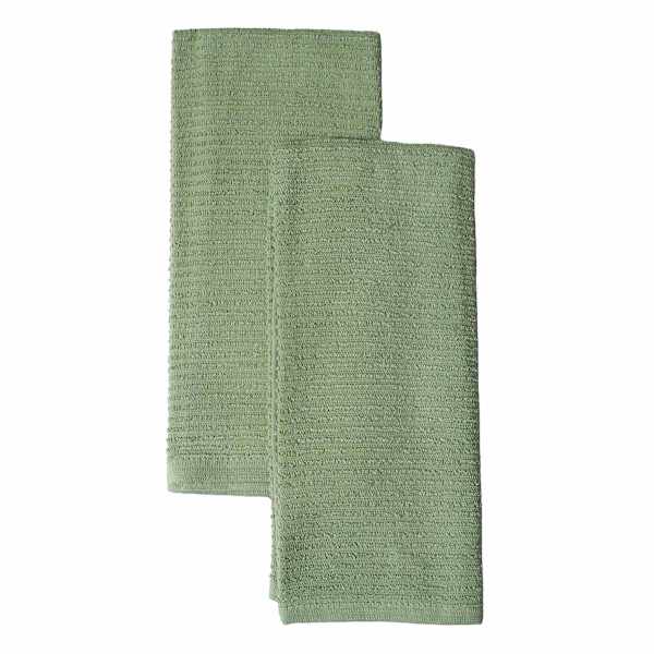 Set of 2 Green Wave Terry Cotton Kitchen Towels