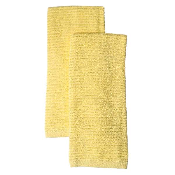 Set of 2 Yellow Wave Terry Cotton Kitchen Towels