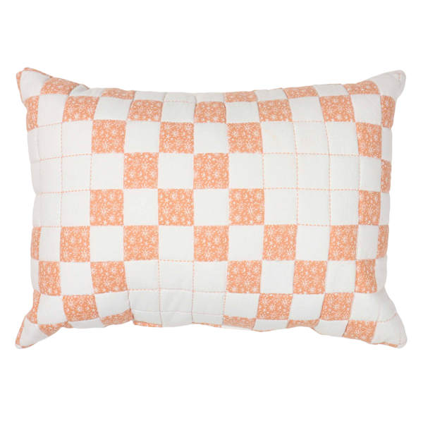 Honeybloom Pink & White Quilted Lumbar Pillow, 14x20
