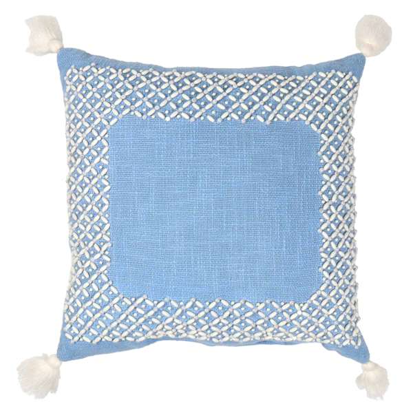 Providence Beaded Border Throw Pillow with Tassels, 18"