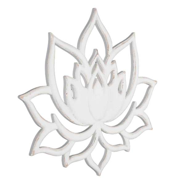 Found And Fable White Lotus Flower Wood Wall Decor