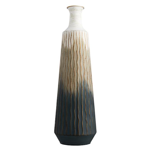 Grey Tribal Metal Vase, 27"