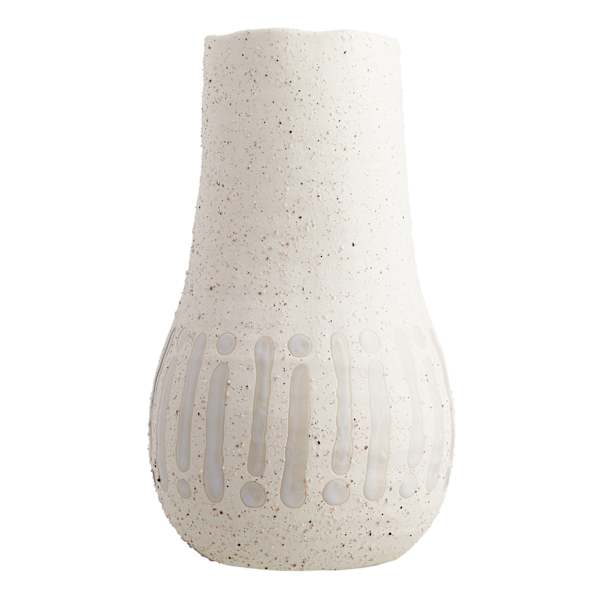 Honeybloom Sanded White Ceramic Vase, 11.5"