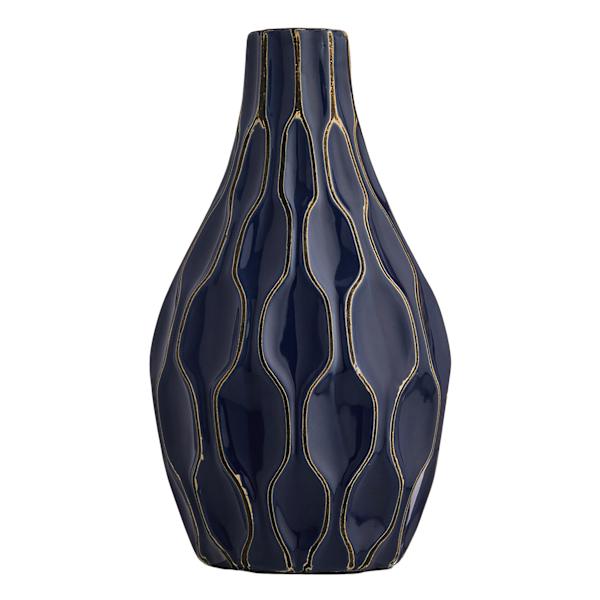 Honeybloom Katherine Blue Ceramic Vase, 12"