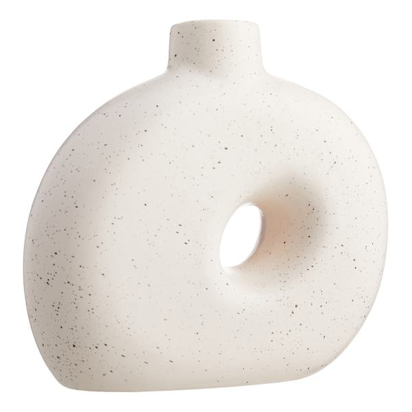White Round Ceramic Vase, 9"