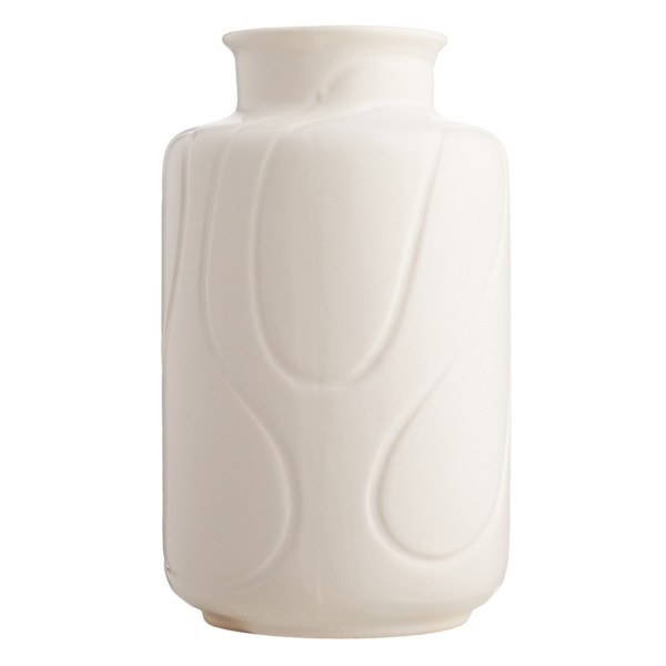 White Ceramic Vase, 9"