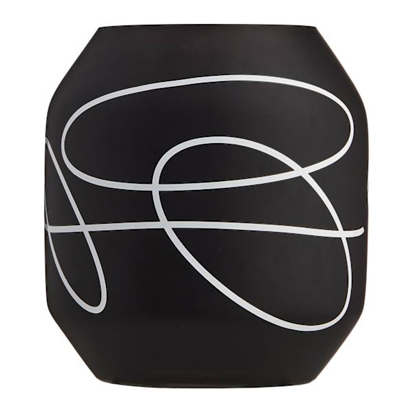 Crosby St. Black & White Abstract Glass Vase, 8"