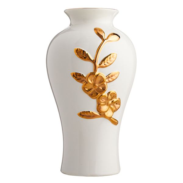 Providence Gold Flower Ceramic Vase, 12"