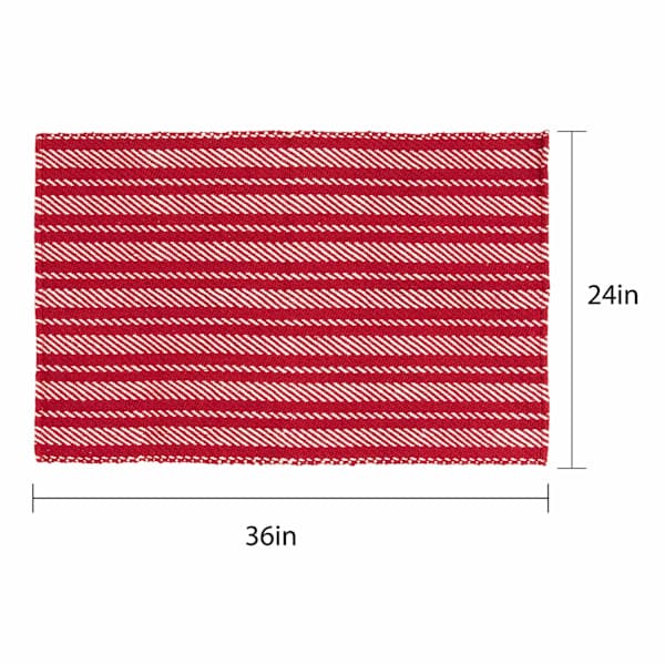 Homespun Patriotic Red Twill Woven Pet Layering Rug, 24x36