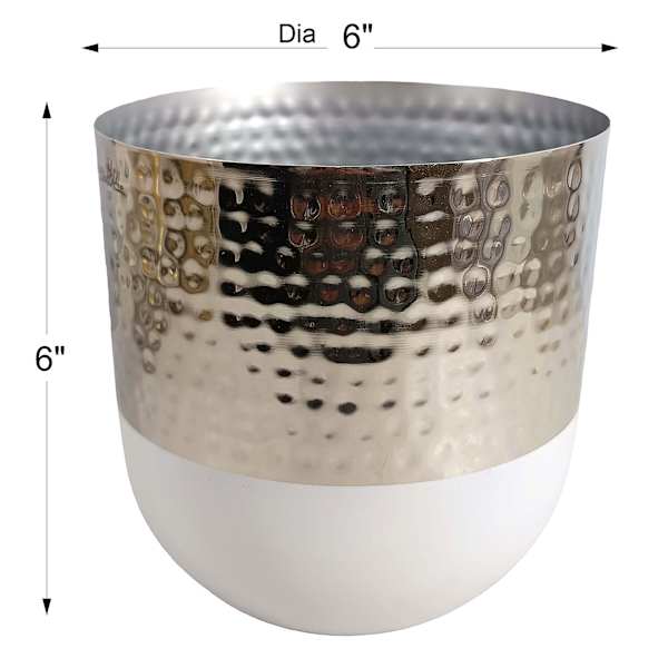 Found & Fable Silver Metal Outdoor Planter, Small