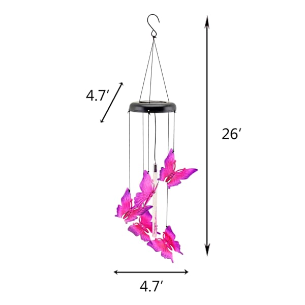 Solar Butterfly Wind Chime, 26"