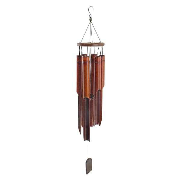 Wooden Top Bamboo Wind Chime, 41"