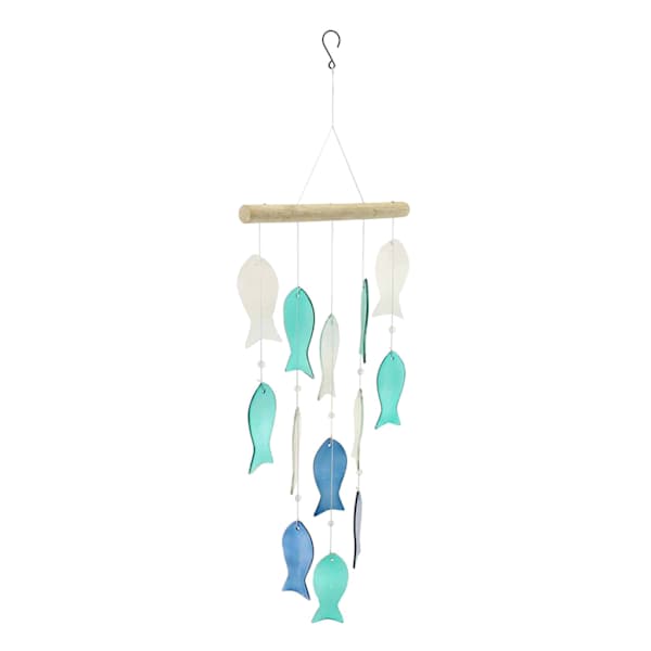 Glass Fish Wind Chime, 34"