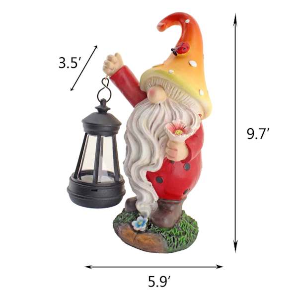 Gnome with Solar Lantern, 9.7"