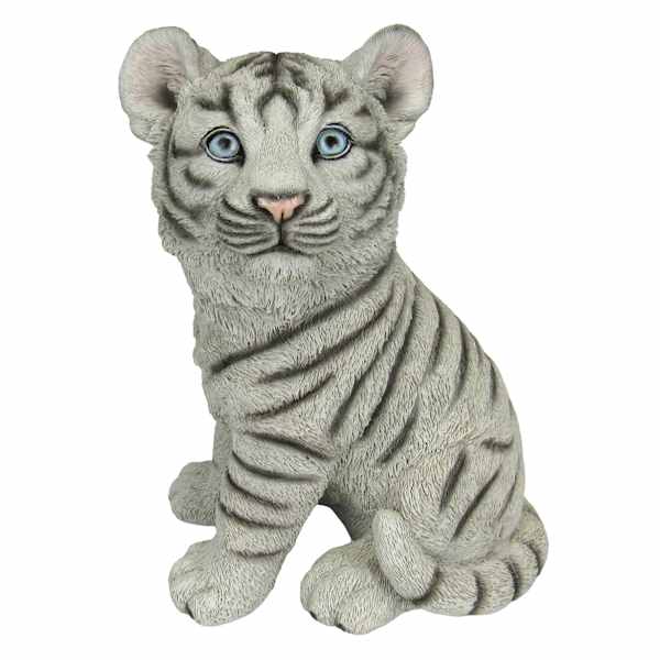 Found & Fable White Tiger Cub Outdoor Garden Statue, 10"