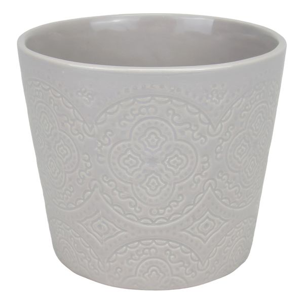 Found & Fable Indoor Grey Ceramic Medallion Planter, 5"