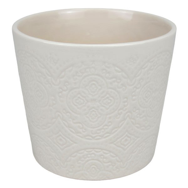Found & Fable Indoor Cream Ceramic Medallion Planter, 5"