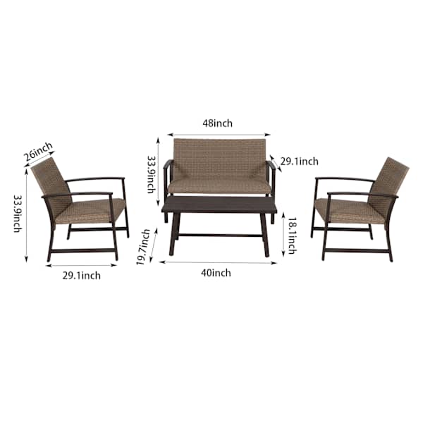 Winslow 4-Piece Seating Patio Set, Brown