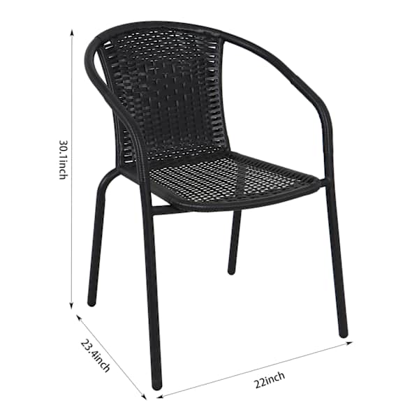 Wicker & Metal Stacking Patio Chair, Black