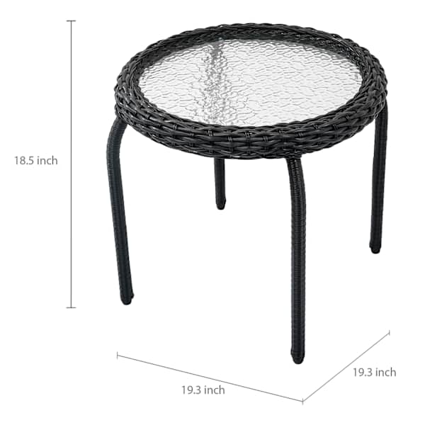 Providence Fairview Wicker Patio Side Table, Black