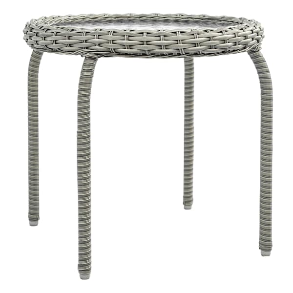 Providence Fairview Wicker Patio Side Table, Dove