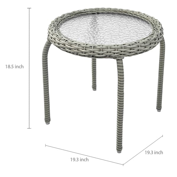 Providence Fairview Wicker Patio Side Table, Dove