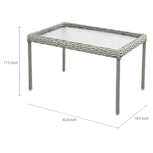 Providence Fairview Wicker Patio Coffee Table, Dove