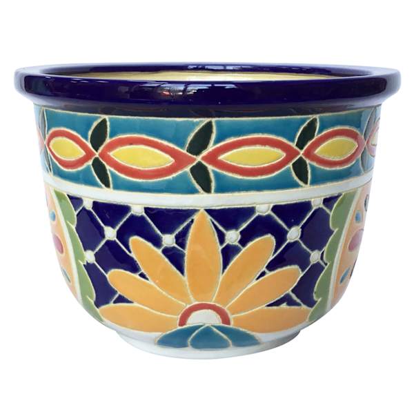 Hand Painted Gabi Floral Outdoor Planter, Small