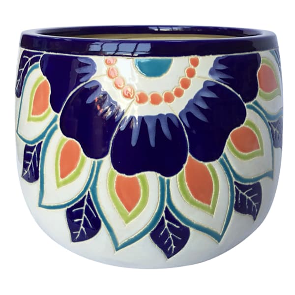 Hand Painted Feather Outdoor Planter, Small