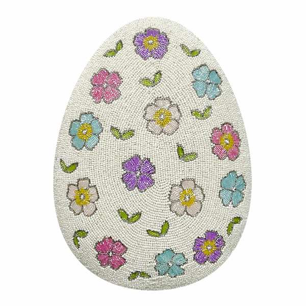 Ditsy Floral Egg Beaded Easter Throw Pillow, 13x16