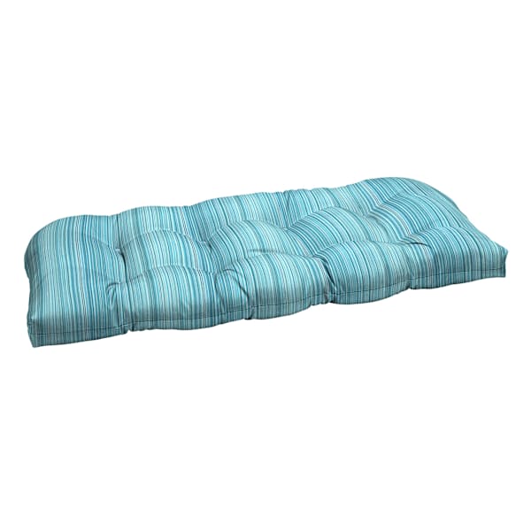Sea Breeze Blue Premium Woven Outdoor Wicker Settee Cushion