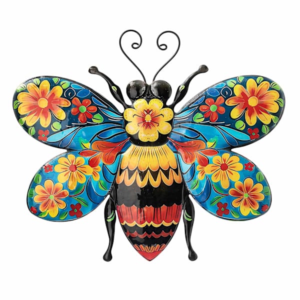 Talavera Metal Bee Outdoor Wall Decor, 14"