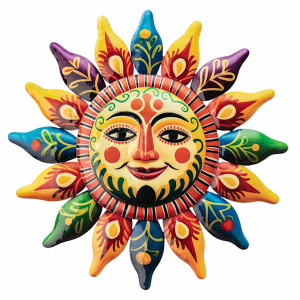 Talavera Metal Sun Face Outdoor Wall Decor, 20"