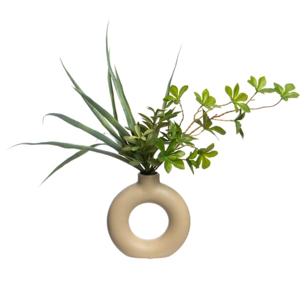Succulent & Grass in Ceramic Pot, 16"