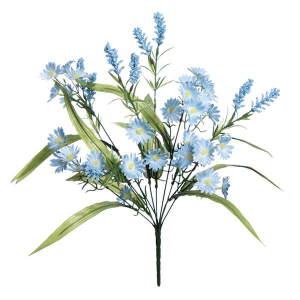 Blue Daisy & Heather Bush, 19"