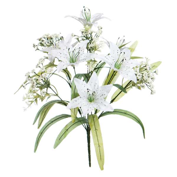 White Tiger Lily & Queen Ann Lace Bush, 18"