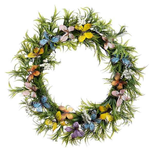 Butterfly & Fern Wreath, 22"