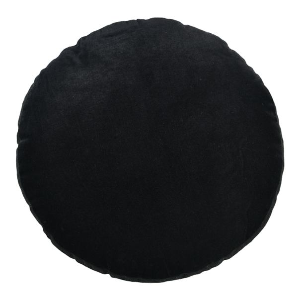 Crosby St. Black Cotton Slub & Velvet Round Throw Pillow, 16"