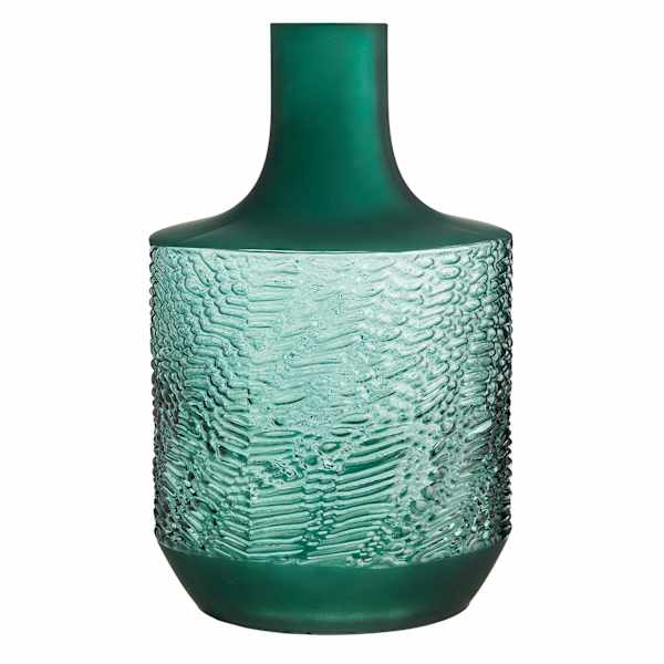 Found & Fable Dark Green Textured Glass Vase, 10.6"