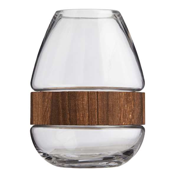 Found & Fable Wood Band Glass Vase, 7.5"