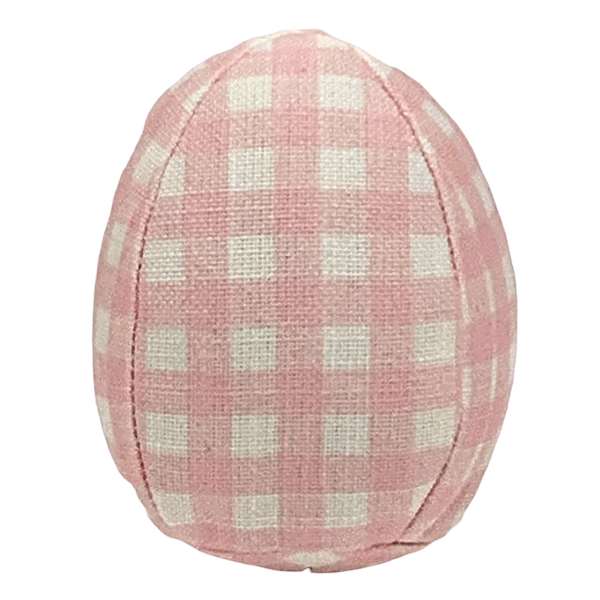 Homespun Easter Pink Plaid Fabric Egg, 4"
